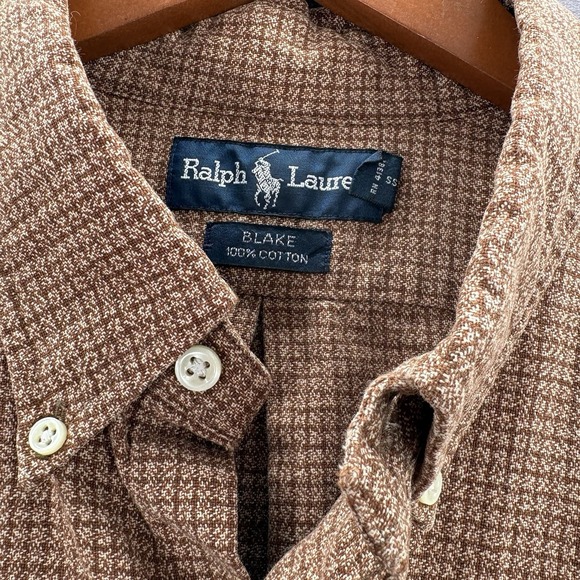 VTG Ralph Lauren Blake Shirt Mens XXL Brown Woven Thick Warm Long Sleeve - Picture 3 of 5